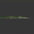 3D Island Model With Green Mountain Terrain And Blue Ocean Surroundings