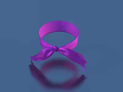 Purple Satin Ribbon With Bow Knot On Blue Background For Daily Use 3d model