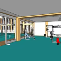 Spacious Fitness Gym With Barbells Dumbbells Weight Rack Windows And Green Floor