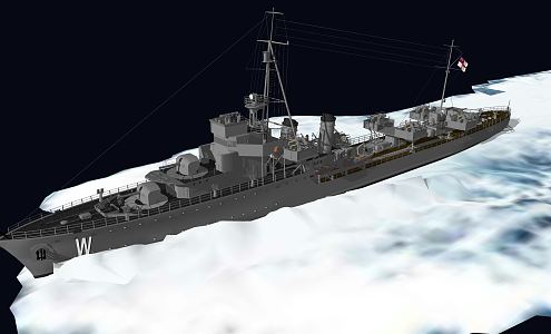 modern warship frigate 3d model