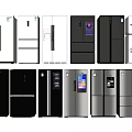 Different Designs of Refrigerators and Freezers with Multi Door and Digital Display in Silver Black