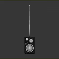 Black Portable Radio With Extended Antenna Control Knobs And Speaker Grill 3d model