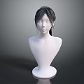 Game Movie Character Mannequin With White Torso Black Short Hair And Gray Background