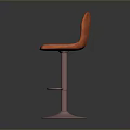 Orange Padded Bar Stool With Modern Metal Round Base Backrest And Footrest