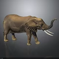 Realistic Elephant Model With Large Tusks Big Ears And Raised Trunk