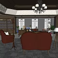 Traditional Office Interior With Wooden Bookshelves Stacked Books Large Desk And Floor Lamp