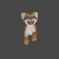 Playful Tiger Cub Running Dynamic 3D Model Black Background 3d model