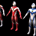 Three Ultraman Heroic Characters As Fictional Beings In Distinct Red White Blue Suits