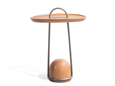 Modern Side Table With Wooden Tray Metal Frame And Wooden Ball Base 3d model