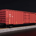 Red Enclosed Freight Train Car With DME Logo Number 200 21 74 On Railway Track