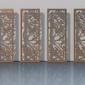 Smart Machine Crafted Four Wooden Screens With Intricate Vine Patterns 3d model