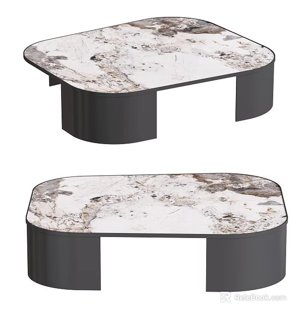 Elegant Modern Dining Table With White Marble Top And Black Metal Base Design 3d model 