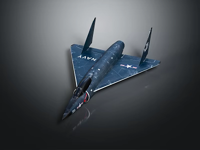 Sleek Dark Blue Fighter Jet With Sharp Nose Twin Tail Fins And Star Insignia 3d model