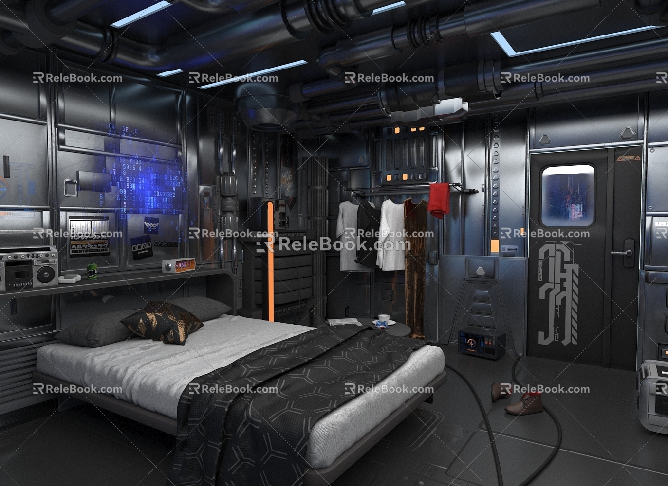 INDUSTRIAL LOFT SCI-FI BEDROOM 3d model