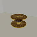 Modern Wooden Coffee Table With Round Top And Conical Base Design 3d model