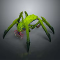 Detailed Green Spider 3D Rendered Model Featuring Sharp Legs And Spiky Body Texture 3d model