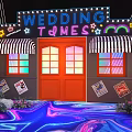 Wedding Times Theme Decoration With Red Doors Neon Lights And Cacti