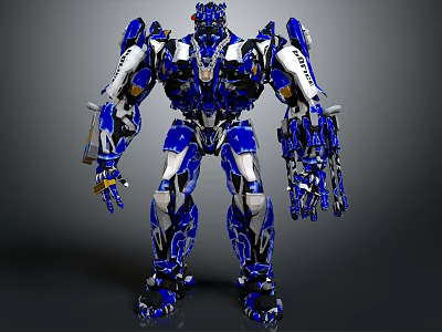 Futuristic Blue Robot With Detailed Mechanical Design And Metallic Armor Features 3d model