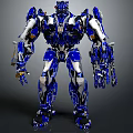 Futuristic Blue Robot With Detailed Mechanical Design And Metallic Armor Features
