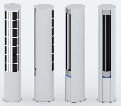 Tower Air Cooler Fan White Design With Grille And Blue Indicator Light Styles 3d model