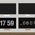 Four Modern Wall Mounted TVs Showing Two Digital Time Displays And Clear Screens