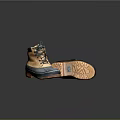 Brown And Navy Outdoor Boots With Dark Laces And Textured Orange Brown Soles