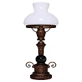 Vintage Style Table Lamp Featuring White Lampshade Brown Base And Curved Decorative Elements