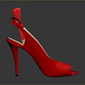 Red Patent Leather Women's High Heels Shoes With Open Toe And Ankle Bow Stiletto Heel