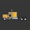 Shiny Yellow Semi Truck With Chrome Exhaust Pipes Classic Design And Wheels