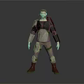 3D Male Adventurer Character With Brown Hair Beard And Armored Shoulder Gear