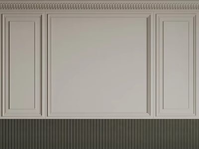 Elegant White Gypsum Cornice With Paneled Wall And Textured Lower Part 3d model