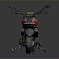 Red Vintage Motorcycle With Black Seat Thick Tires And Metal Parts