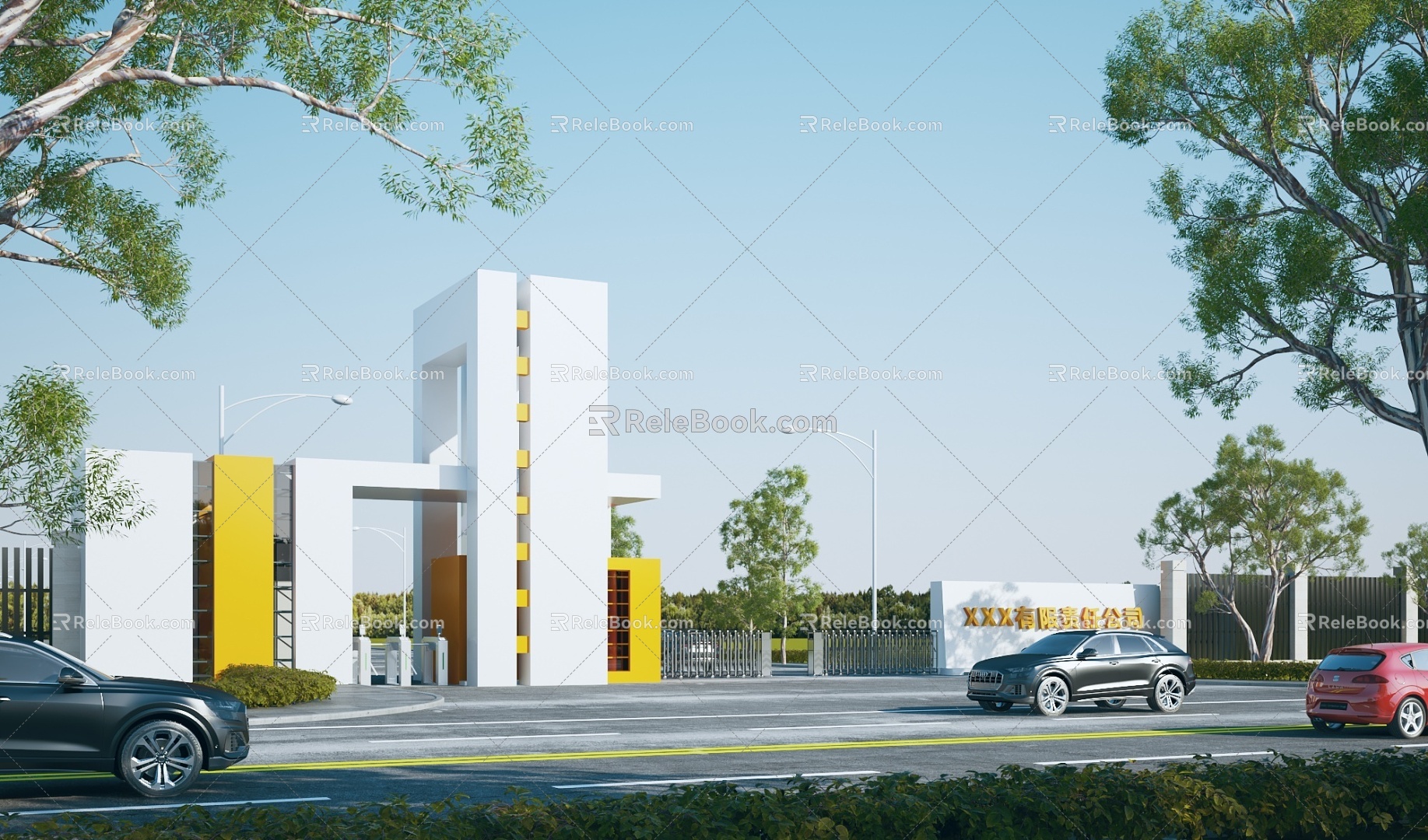 Modern Gate Gate Building Factory Gate Guard Recorder Room Gate Entrance Park Gate Gate Gate 3d model