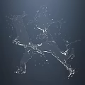 Frozen Dynamic Water Splash With Flying Droplets On Dark Background