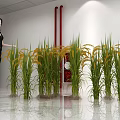 Agricultural Exhibition Hall Showcase Featuring Green Rice Plants And Staff Guide