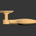 Gold Metal Door Handle With Decorative Plate And Curved Lever Design