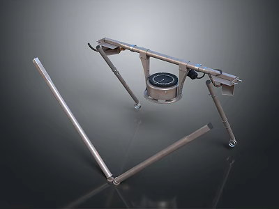 Metallic Mechanical Device With Adjustable Foldable Stand And Circular Component 3d model