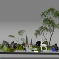 Indoor Miniature Landscape Decorative Tray With Green Moss Stones Trees And White Deer Statue
