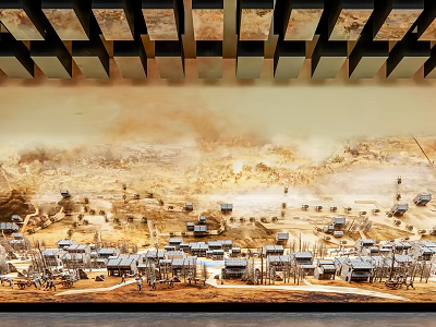Exhibition Hall Showcasing Ancient Village Model With Detailed Architecture Layout 3d model