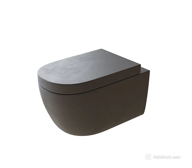Modern Wall Hung Gray Toilet With Matte Finish And Sleek Design 3d model 