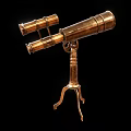 Vintage Brass Commercial Telescope Equipment With Tripod Stand And Dual Barrels