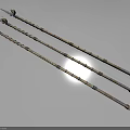 Three Decorative Metal Spears With Ornate Detailed Designs And Ancient Craftsmanship