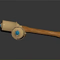 Crossed Carpentry Hammers Featuring Wooden Handles Beige Wrapping And Blue Buttons