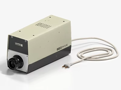 Technical Projection Monitoring Device With Lens And White Cable In Beige Black Housing 3d model