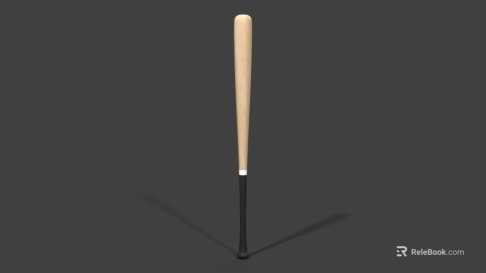 Durable Wooden Baseball Bat With Black Grip For Sports Training And Games 3d model 