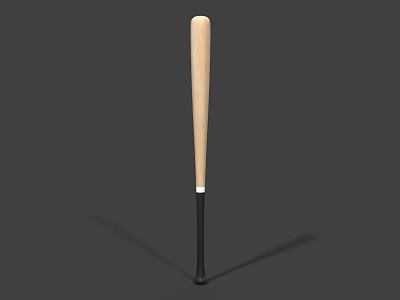 Durable Wooden Baseball Bat With Black Grip For Sports Training And Games 3d model