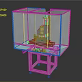 Industrial Equipment With Transparent Protective Enclosure On Blue Platform And White Stand
