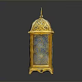 Golden Blue Decorative Lantern With Intricate Patterns And Handle For Home Decoration