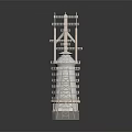 Metallic Industrial Tower Structure With Ladder Platform And Antenna On Reflective Surface