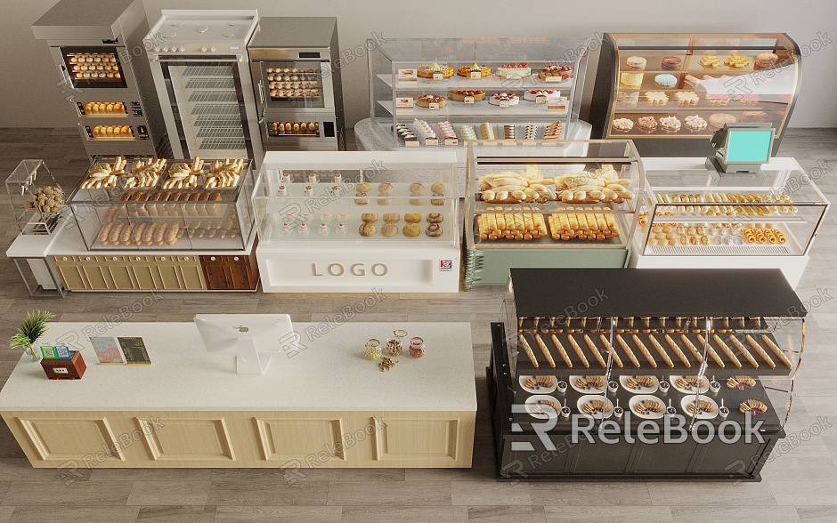 Modern Bread Display Rack Bread Refrigerated Container Bread Shelf Dessert Shop Shelf Bakery Kitchen Equipment model